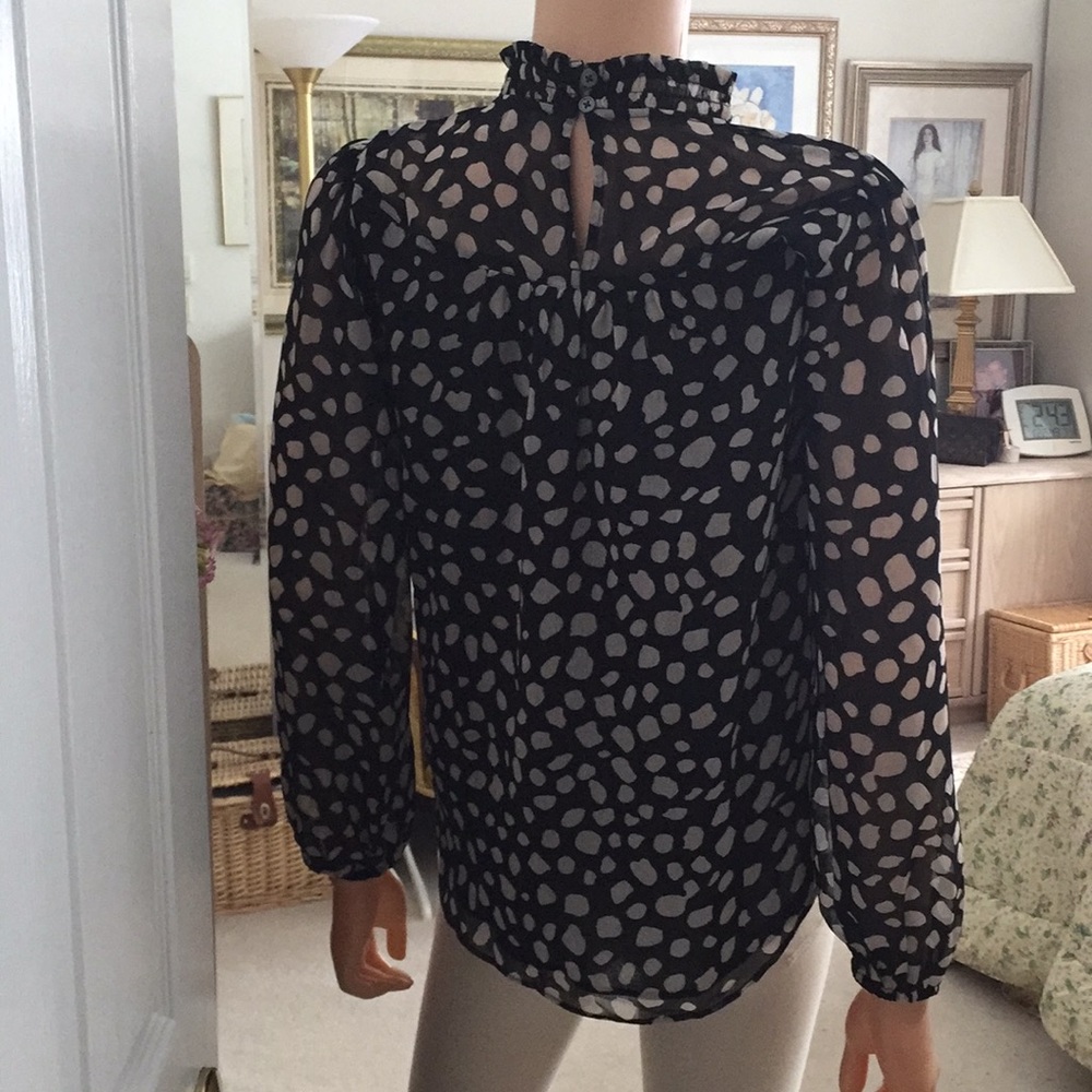 Vintage Loft Black Silver Pattern Polyester Blouse - image 6